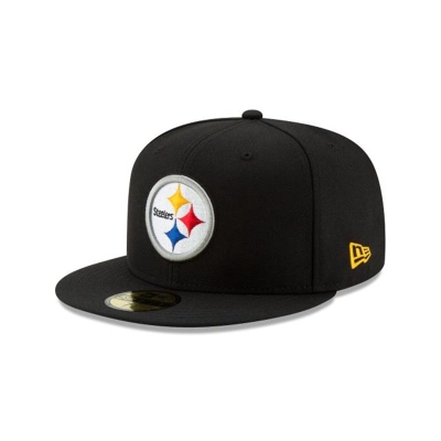 Black Pittsburgh Steelers Hat - New Era NFL 59FIFTY Fitted Caps USA6318725